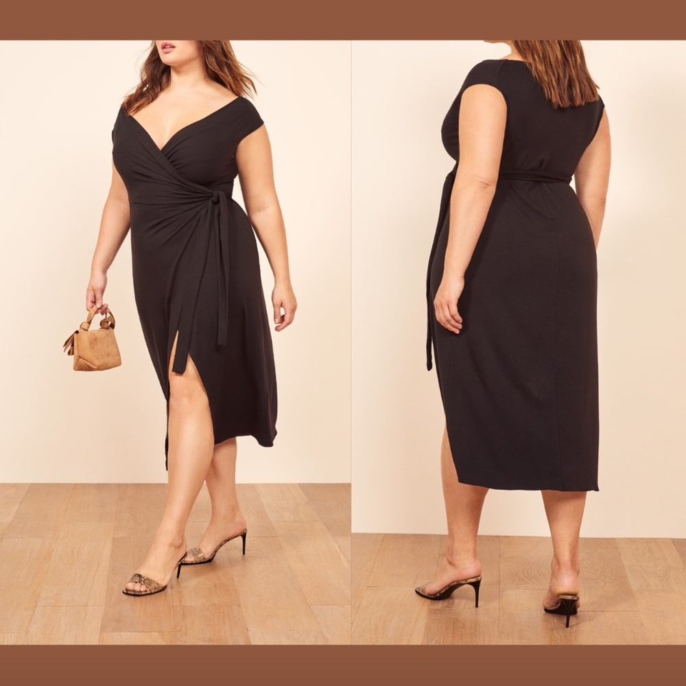 NWD $148 Reformation Sage Wrap Jersey Dress‎ in Black [ PLUS SZ 3X ]